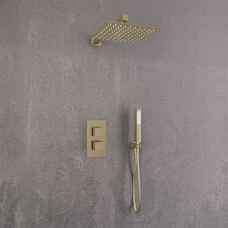 Brushed Brass Square Recessed Shower Set
